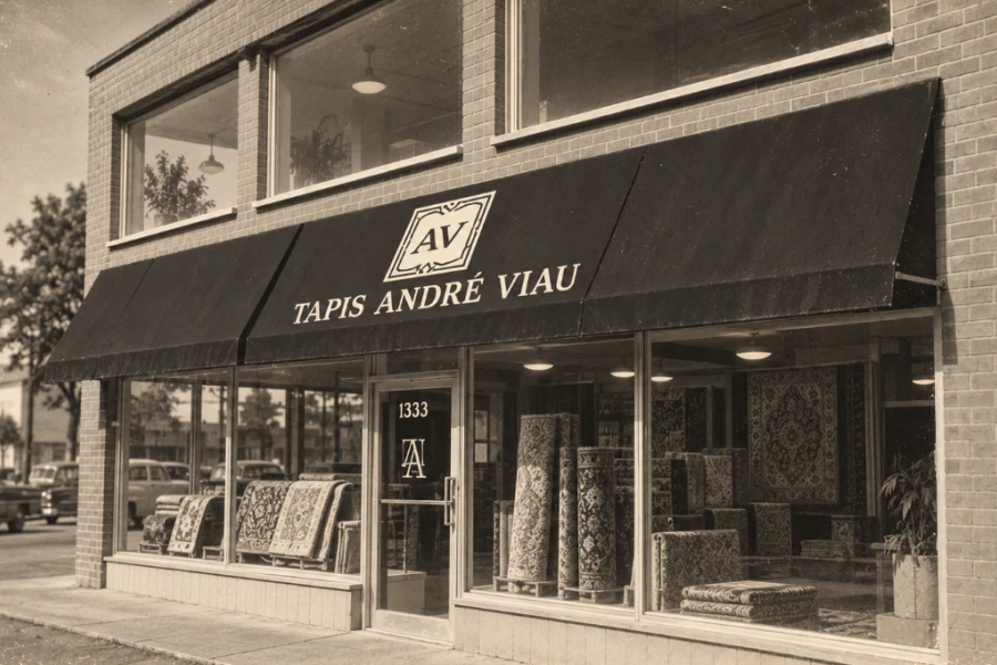 Tapis André Viau storefront on Fleury Street, Montréal