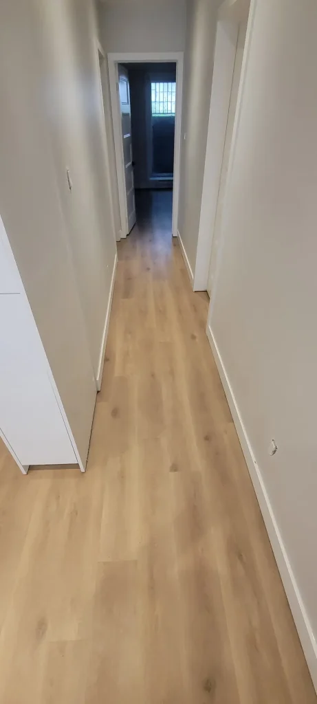 Vinyl plank flooring in a hallway